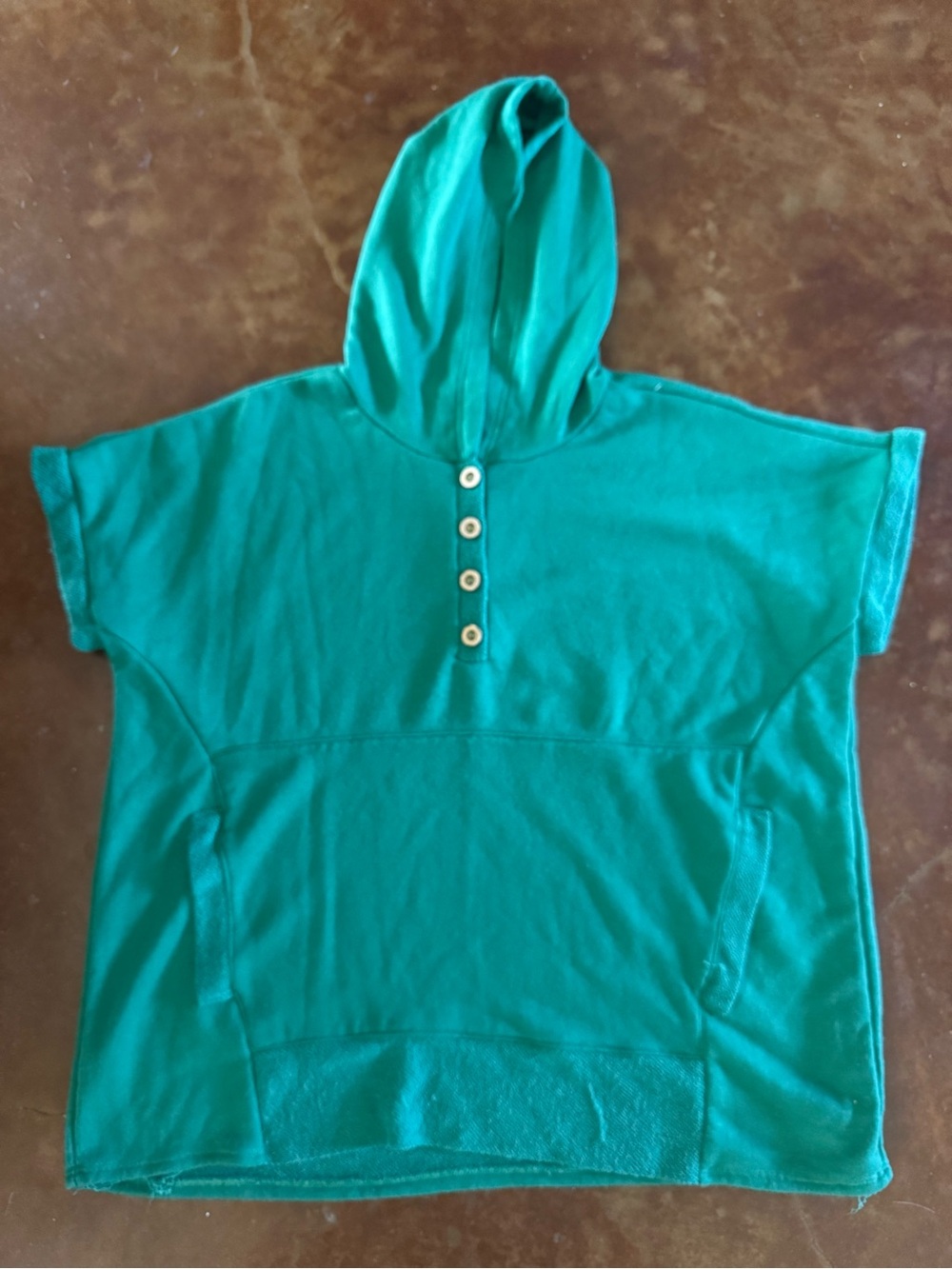 Heimish USA Teal Short-Sleeve Hooded Pullover with Button Placket